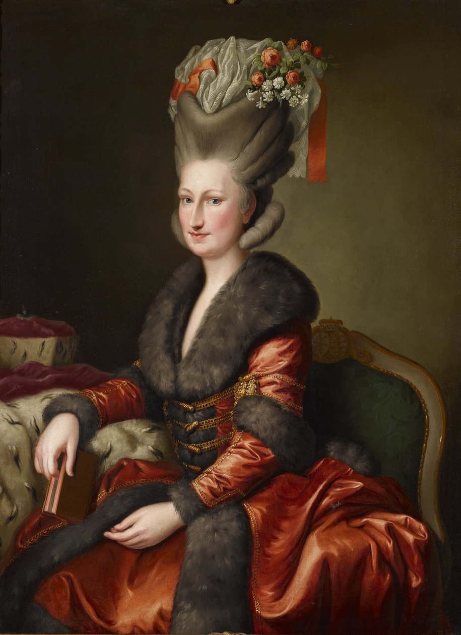 Portræt af Maria Amalie Auguste af Sachsen i polsk dragt af Heinrich Carl Brandt