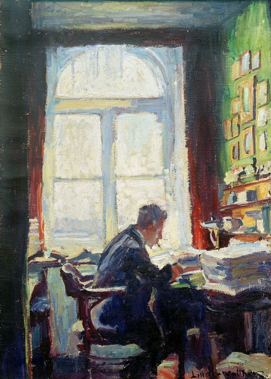 Digteren Cæsar Flaischlen ved skrivebordet, 1912. af Heinrich Eduard Linde Walther