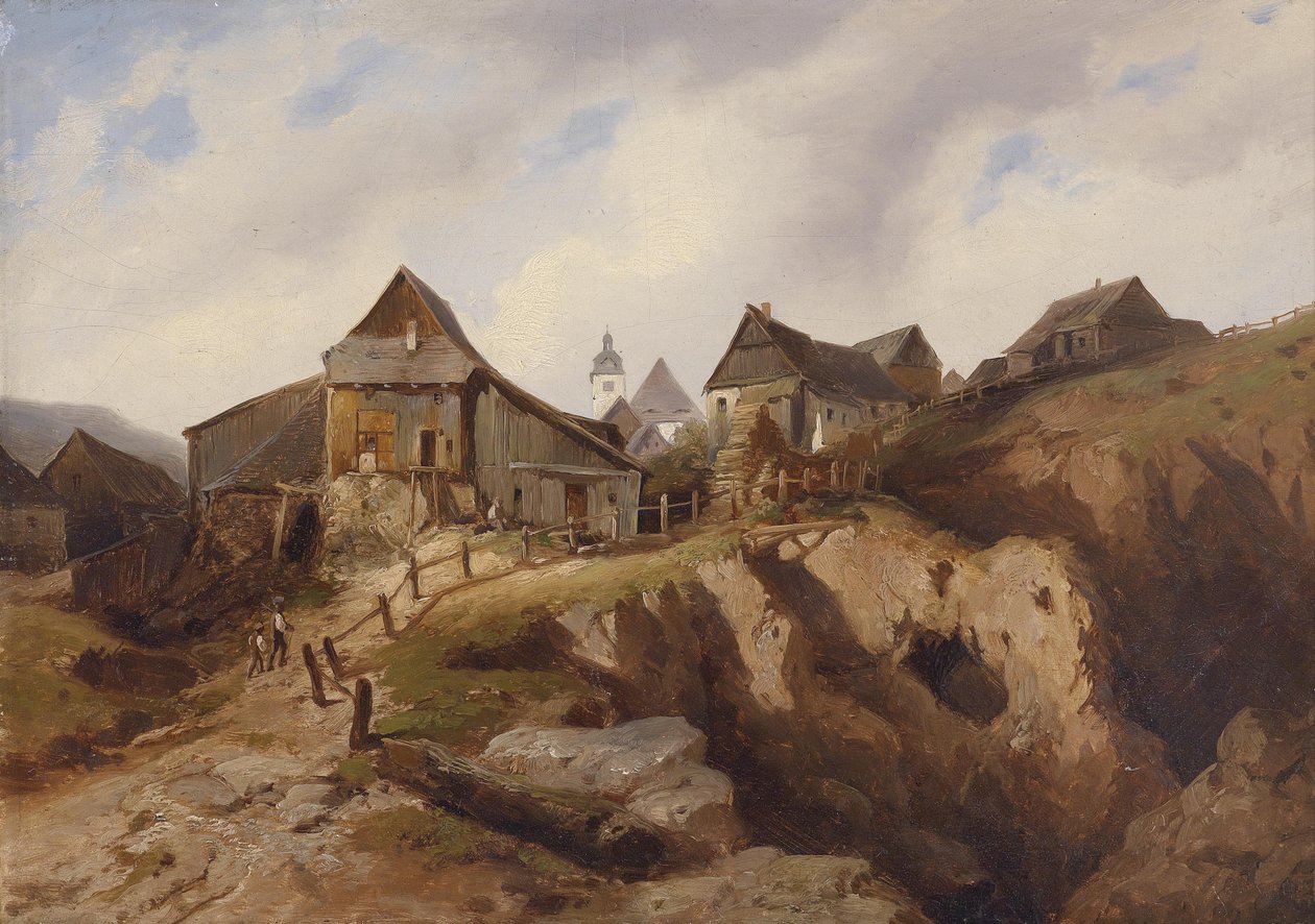 Landsby nær Altenberg af Heinrich Eduard Müller