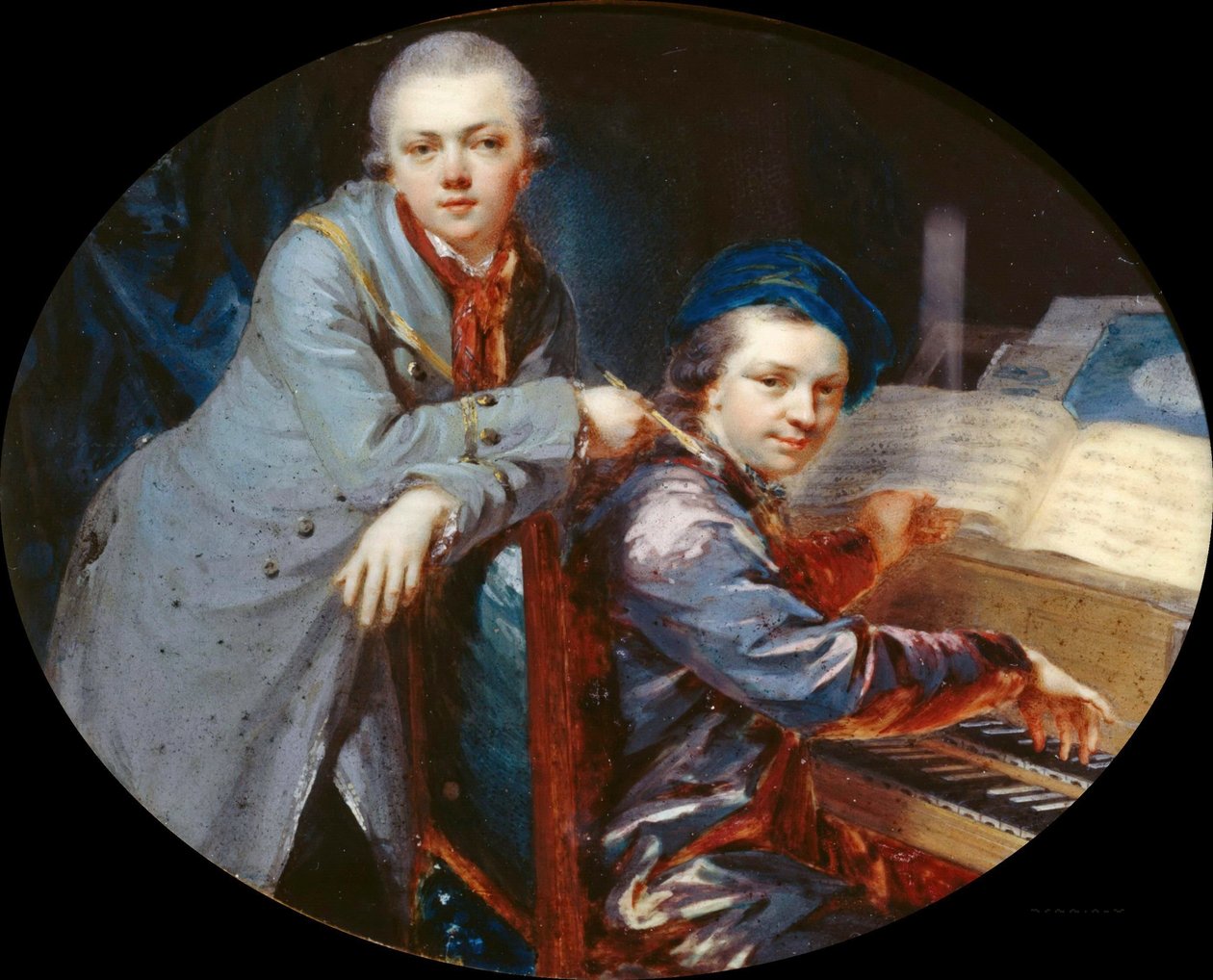Selvportræt med Gottlieb Christian Füger, kunstnerens bror, 1768. af Heinrich Friedrich Füger