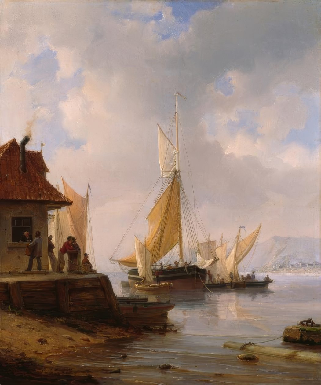 Sejlbåde i havnen af Heinrich Friedrich Tank