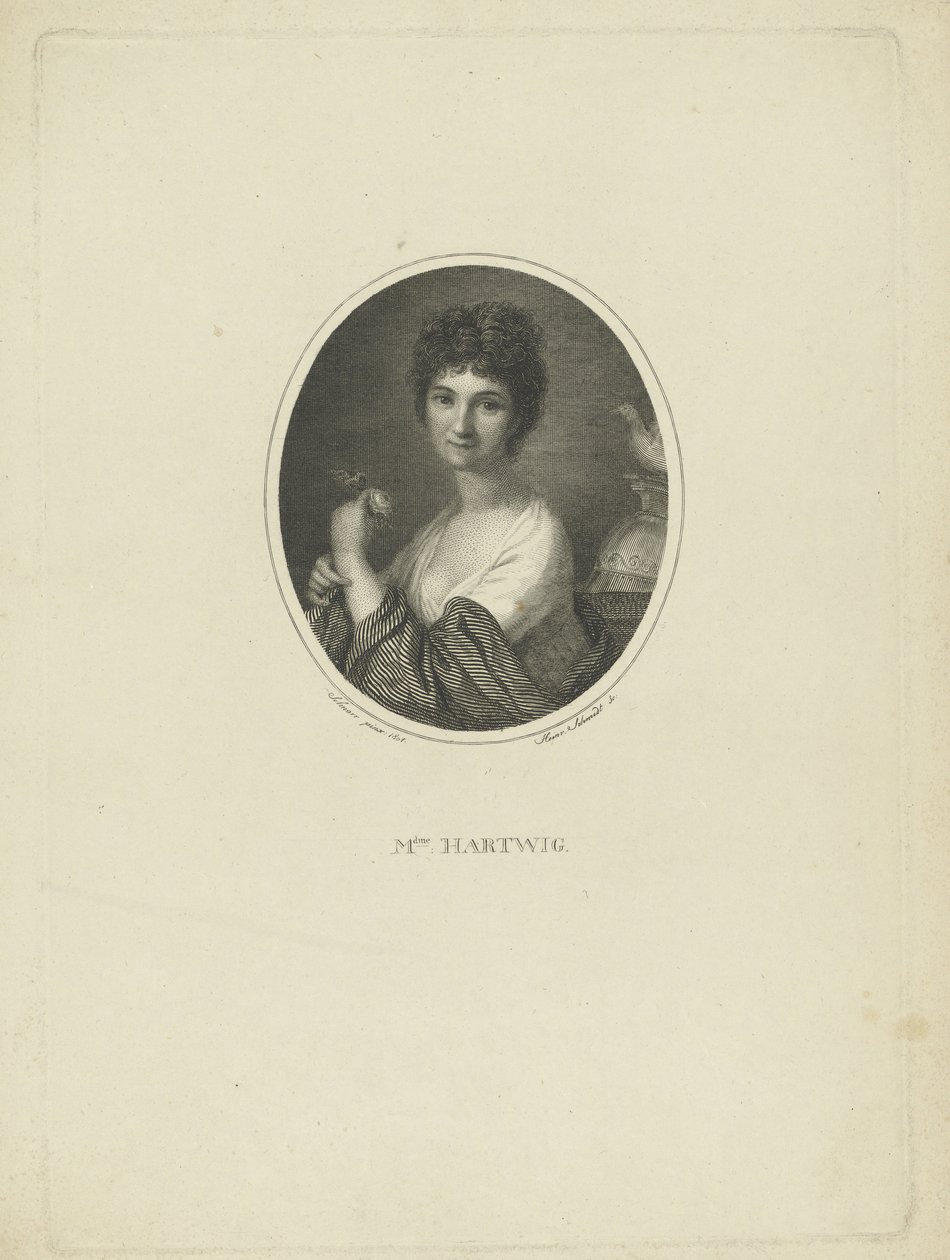 Portræt af skuespillerinden Friederike Wilhelmine Hartwig 1777-1849, ca. 1801 af Heinrich Friedrich Thomas Schmidt