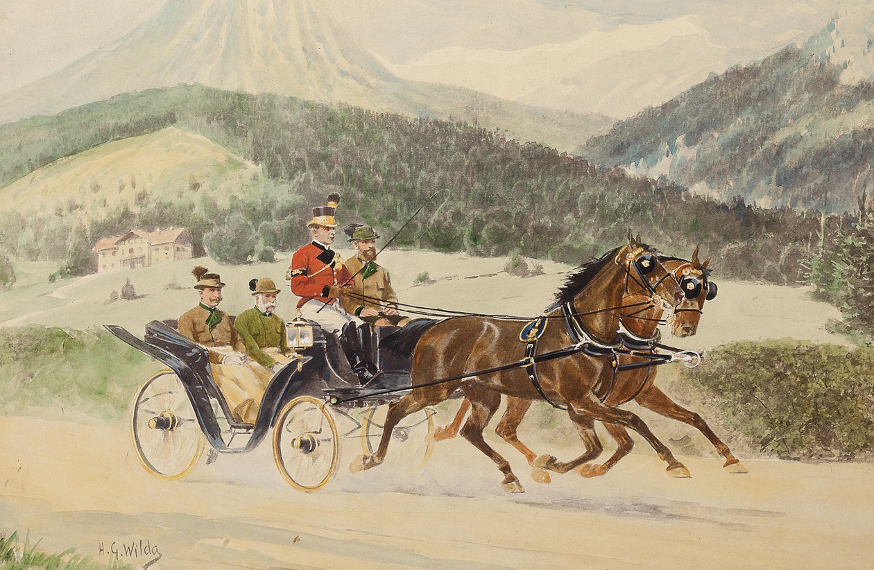 Kejser Franz Joseph I af Østrig og ærkehertug Franz Ferdinand i en vogn, 1900-1910