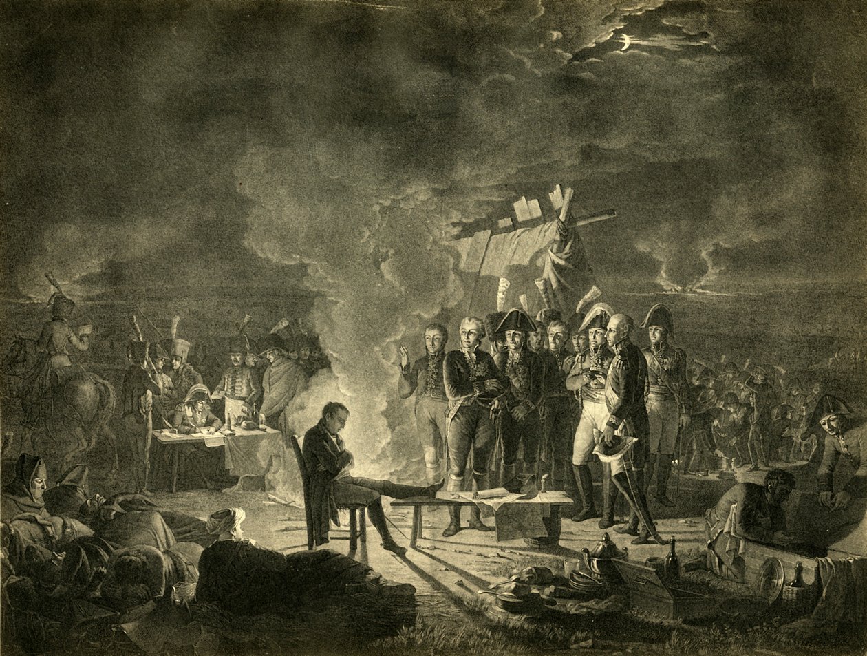 Napoleons bivuak på slagmarken Wagram natten mellem den 5. og 6. juli 1809, 1921. af Heinrich Guttenberg