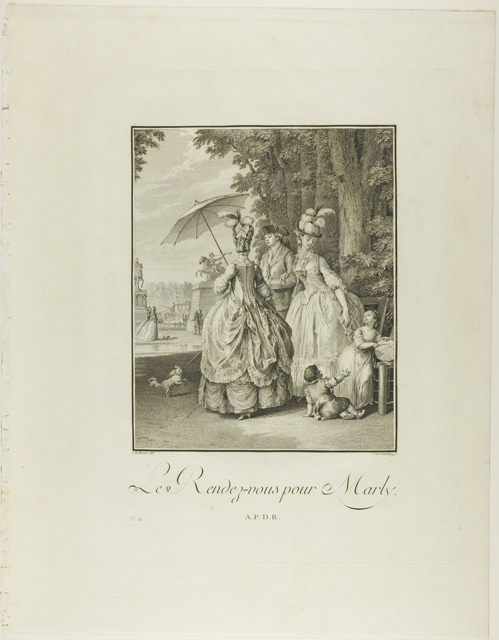 Rendezvous for Marly, fra Monument du Costume Physique et Moral de la fin du Dix-huitième siècle af Heinrich Guttenberg