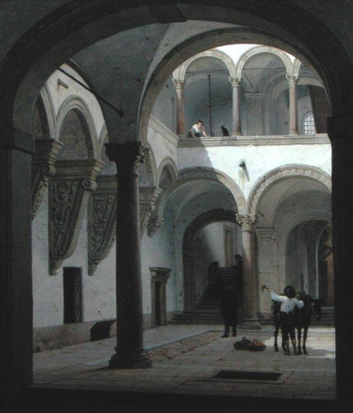 Gården til Palazzo Fava, Bologna af Heinrich Hansen