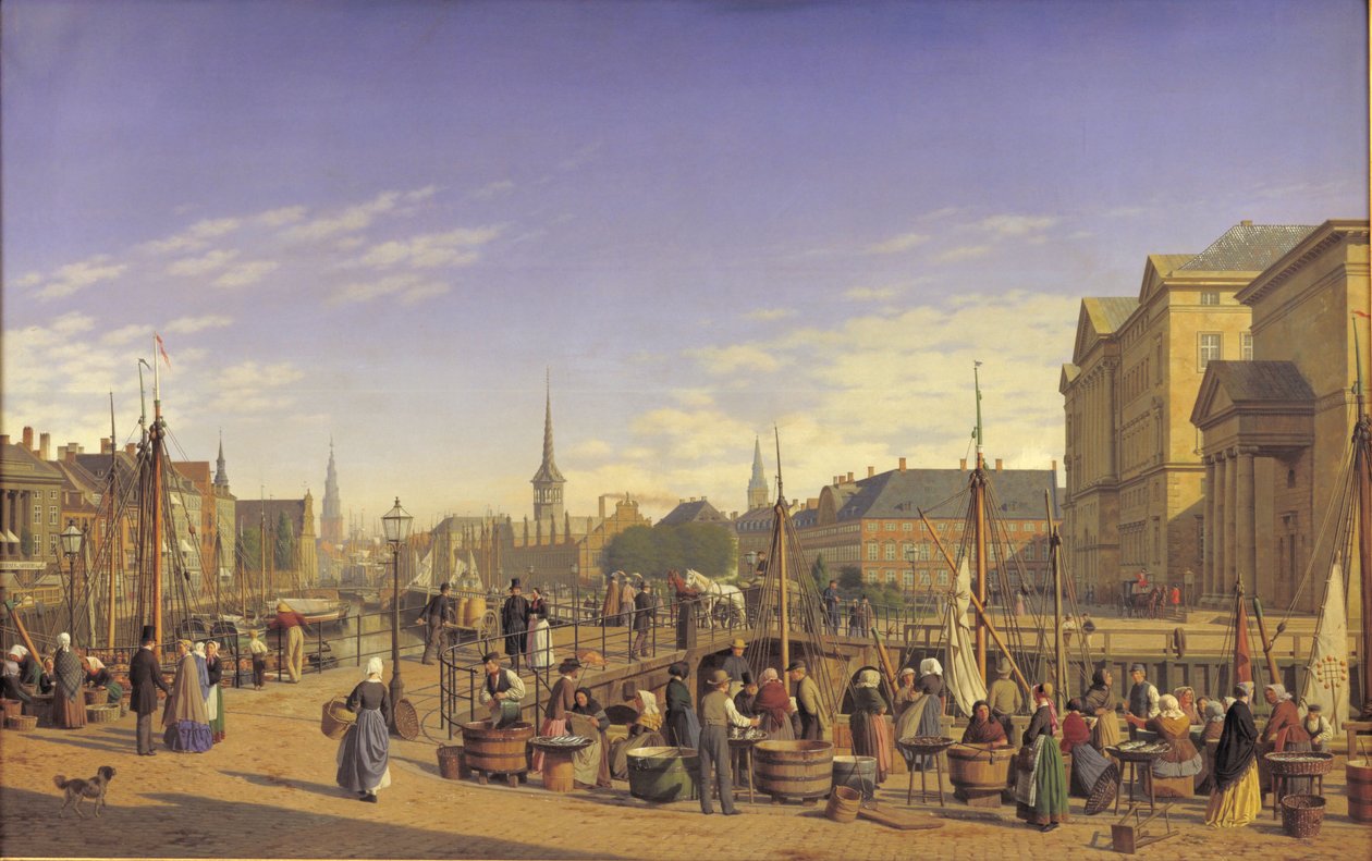 Udsigt fra Gammel Strand mod Christiansborg af Heinrich Hansen