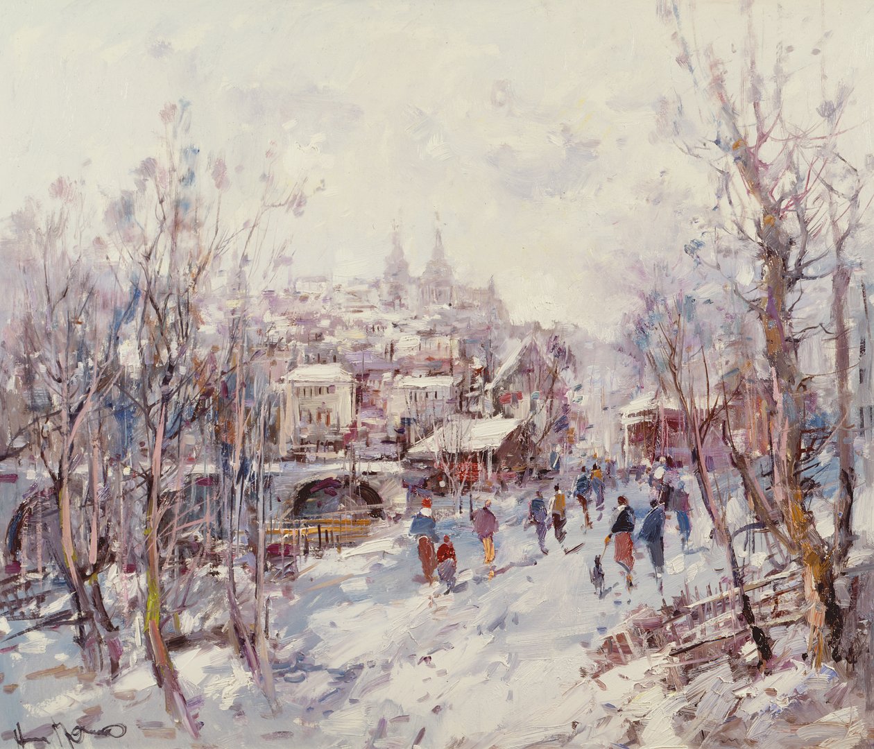 Vinterscene i en fransk katedralby af Heinrich Hansen