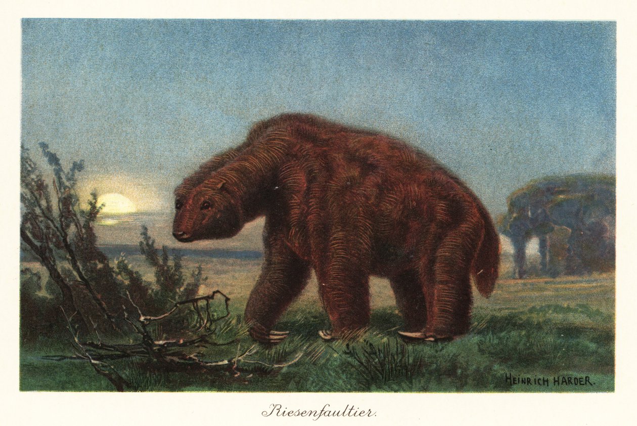 Megatherium americanum i måneskin. af Heinrich Harder