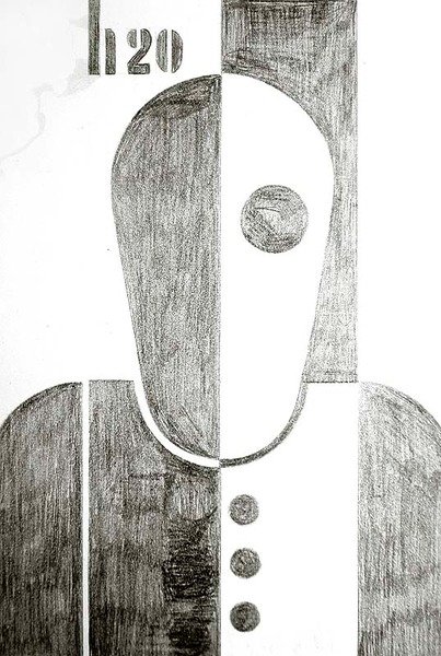 Mand, 1920 (kridt på papir) af Heinrich Hoerle
