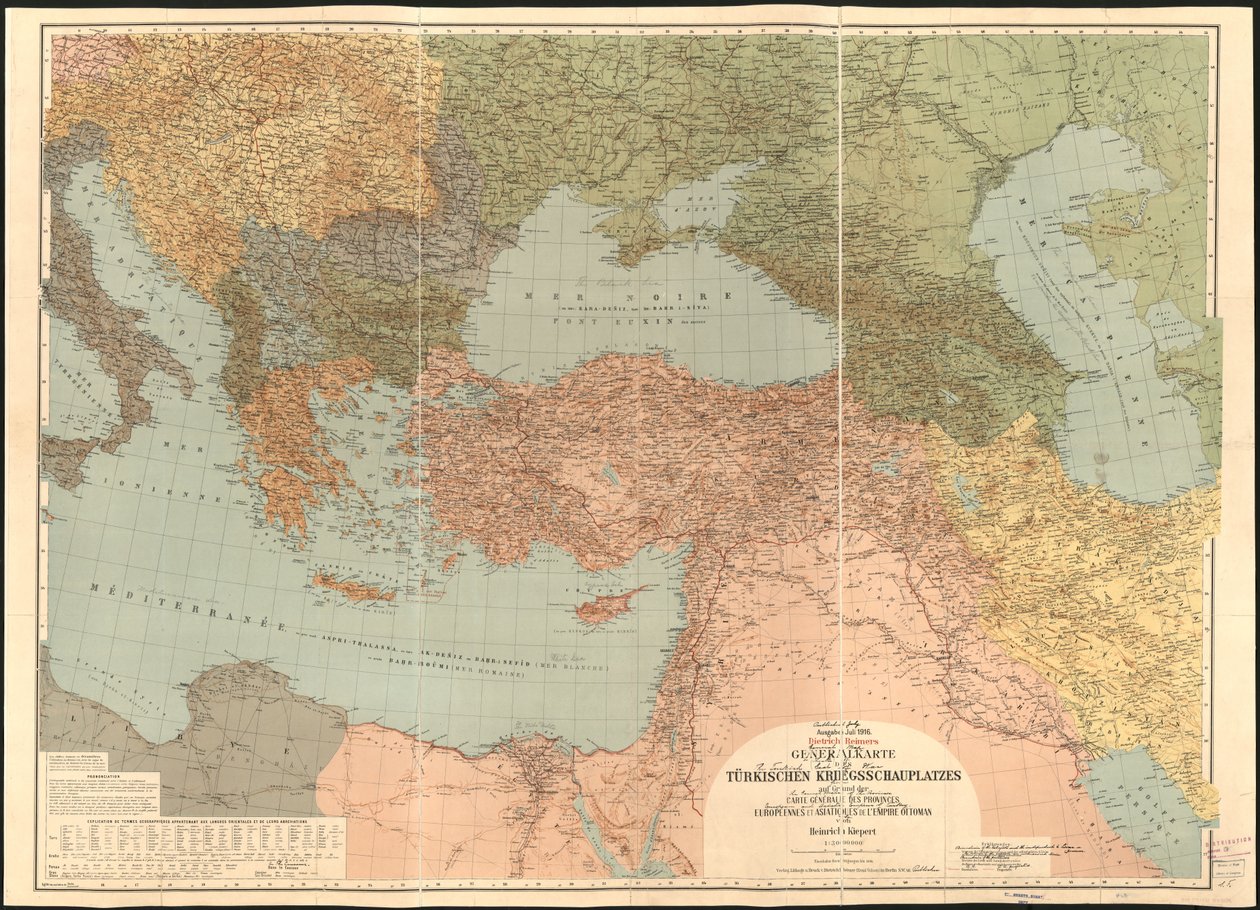 Oversigtskort over den tyrkiske krigsskueplads - baseret på Carte Generale des Provinces Europeennes et Asiatiques de L