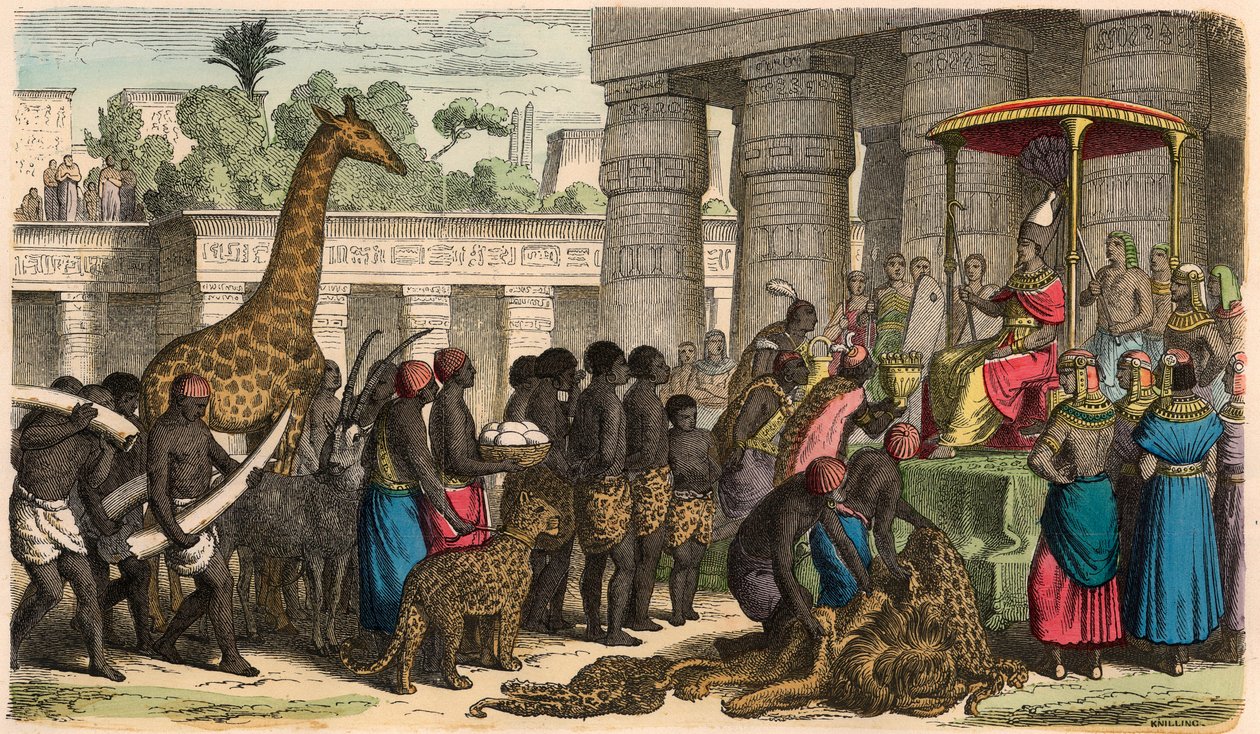 Det gamle Egypten: Etiopiere bringer deres hyldest til Farao af Heinrich Leutemann