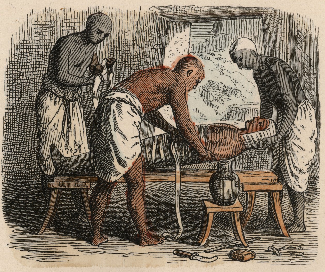 Det gamle Egypten: Mumiens indpakning, 1866 af Heinrich Leutemann