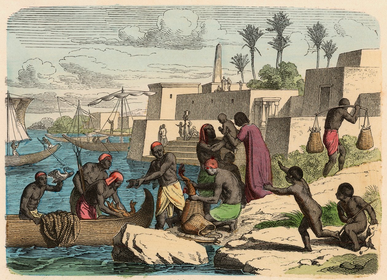 Det gamle Egypten: fiskeri af Heinrich Leutemann