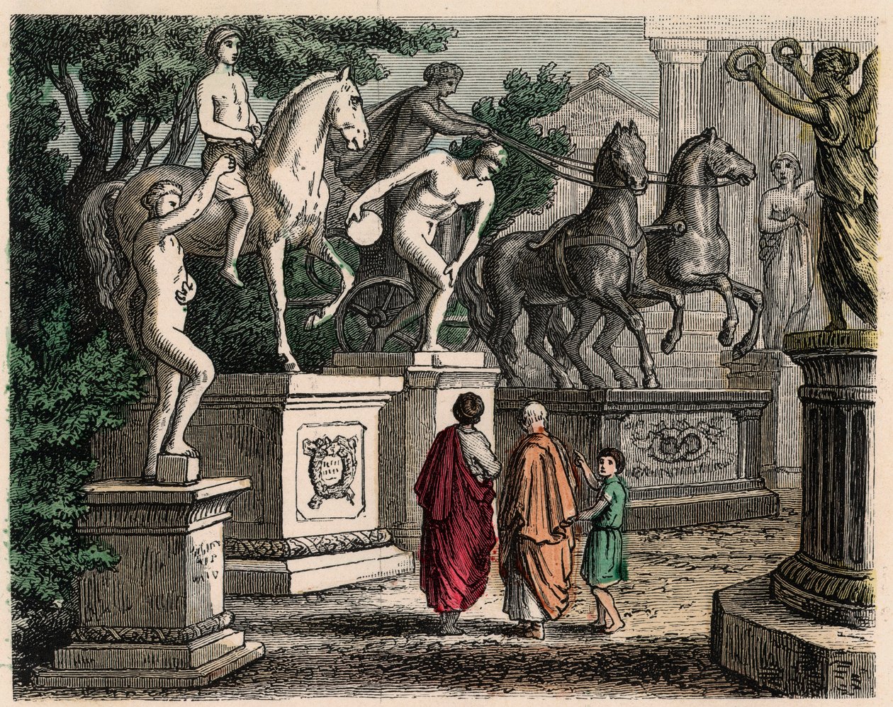Antikkens Grækenland: Statuer af olympiske mestre rejst i Olympia, 1866 af Heinrich Leutemann