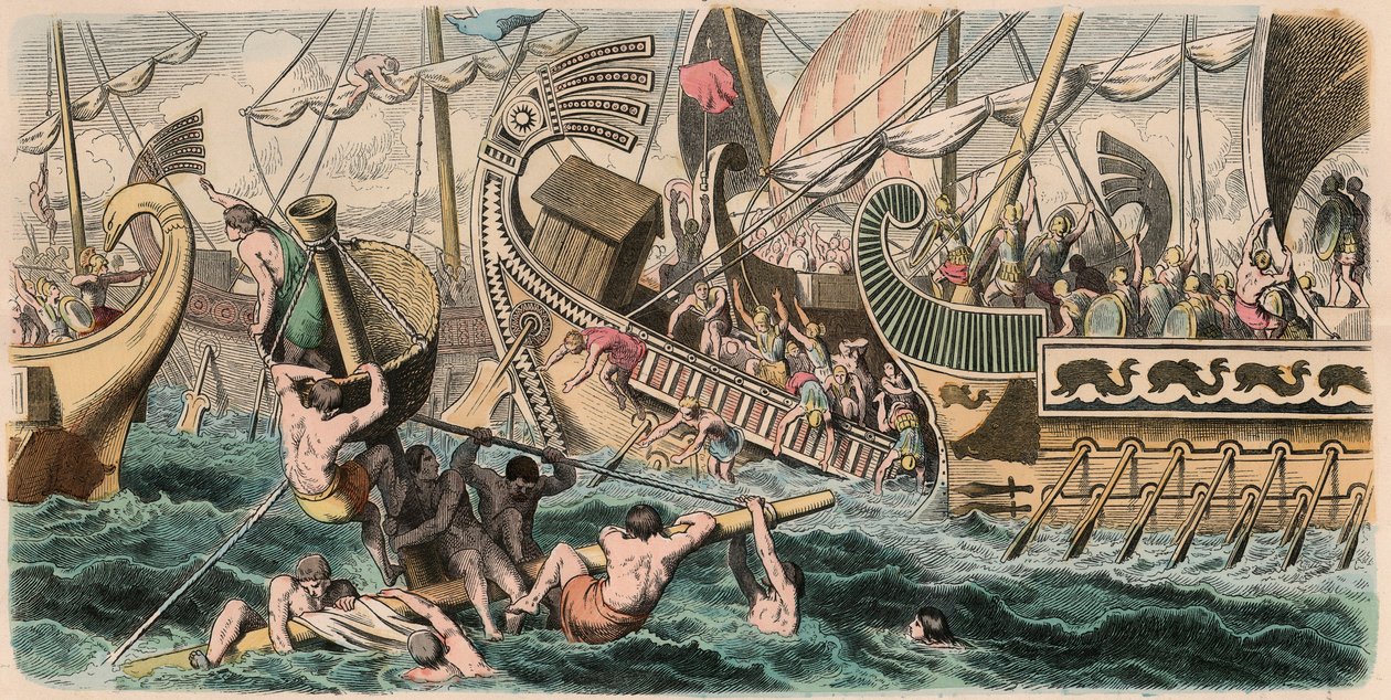 Det antikke Grækenland: Søslag af Heinrich Leutemann