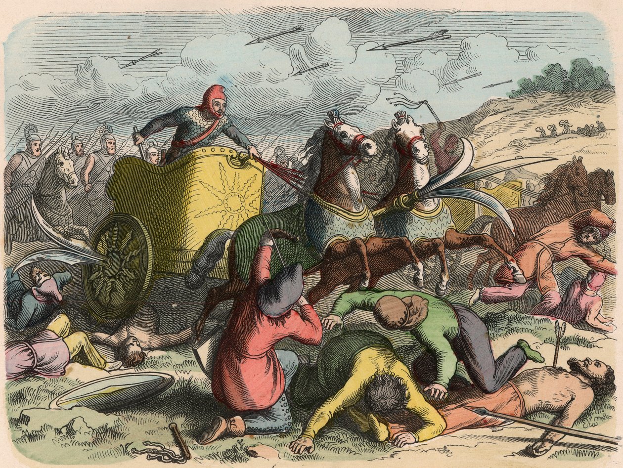 Ancient Orient, persisk krigsvogn under et slag af Heinrich Leutemann