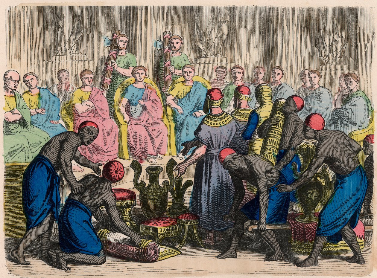 Det gamle Rom: Egyptisk legation med gaver til senatet af Heinrich Leutemann