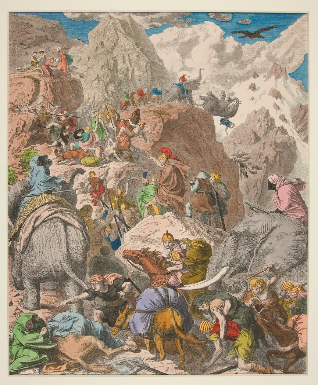 Billeder af antikken - XIII - karthagerne: Hannibal krydser Alperne af Heinrich Leutemann