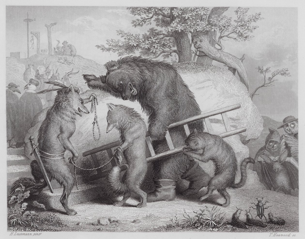 Ræven Reynard: Vejen til henrettelse (kobberstik) af Heinrich Leutemann