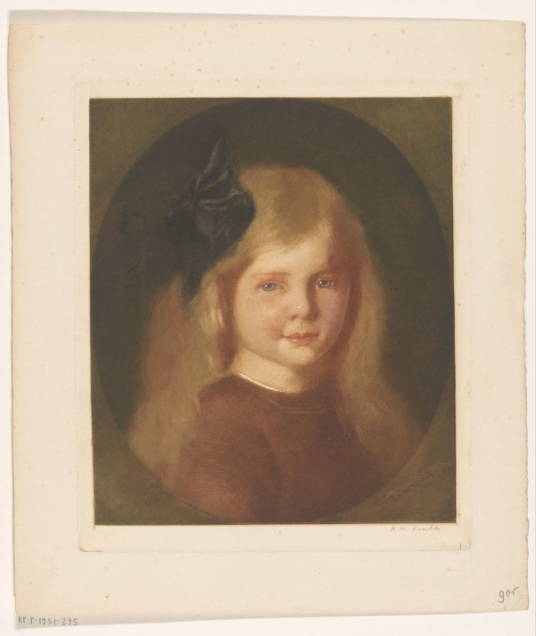 Portræt af en ukendt pige af Heinrich M. Krabbé (signed by artist)