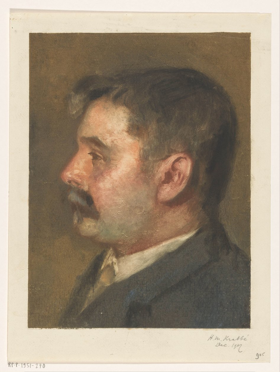 Portræt af en ukendt mand af Heinrich M. Krabbé (signed by artist)