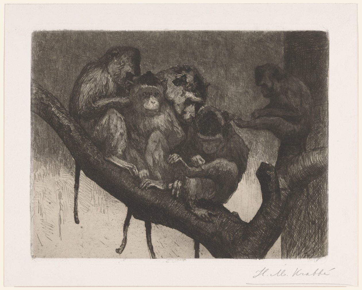 Fem aber i et træ af Heinrich M. Krabbé (signed by artist)