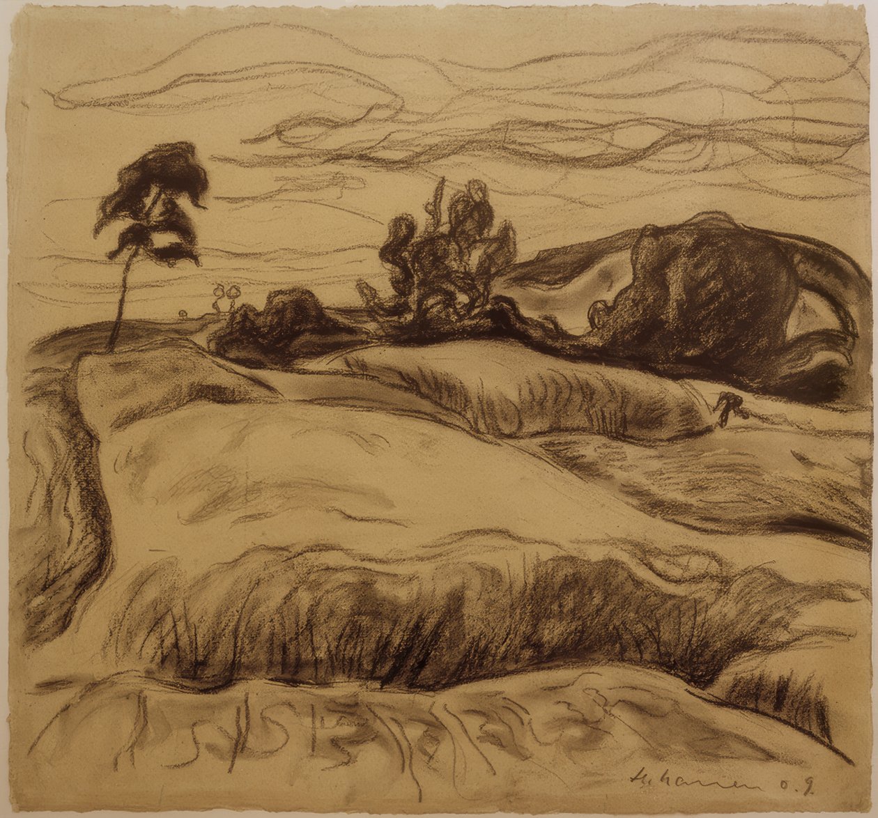 Bakket landskab af Heinrich Nauen
