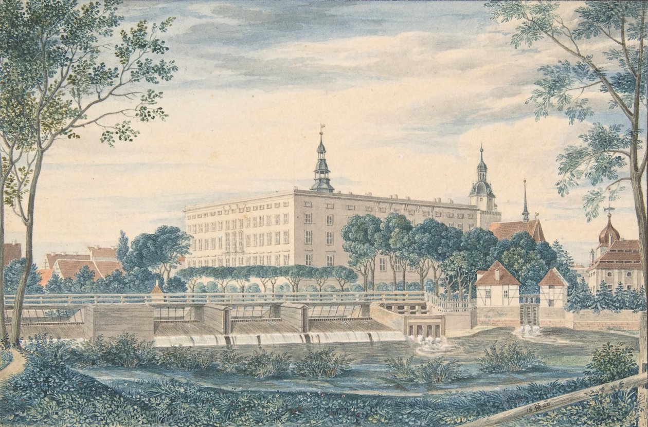 Udsigt over Dessau Slot fra øst, 1820. af Heinrich Olivier