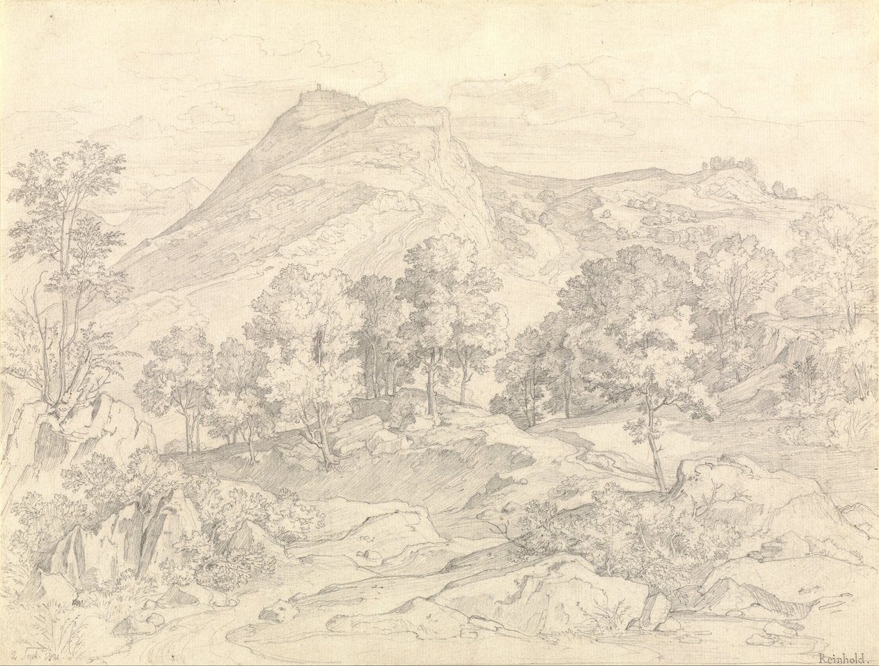 Udsigt over Civitella fra Serpentara ved siden af Olevano af Heinrich Reinhold