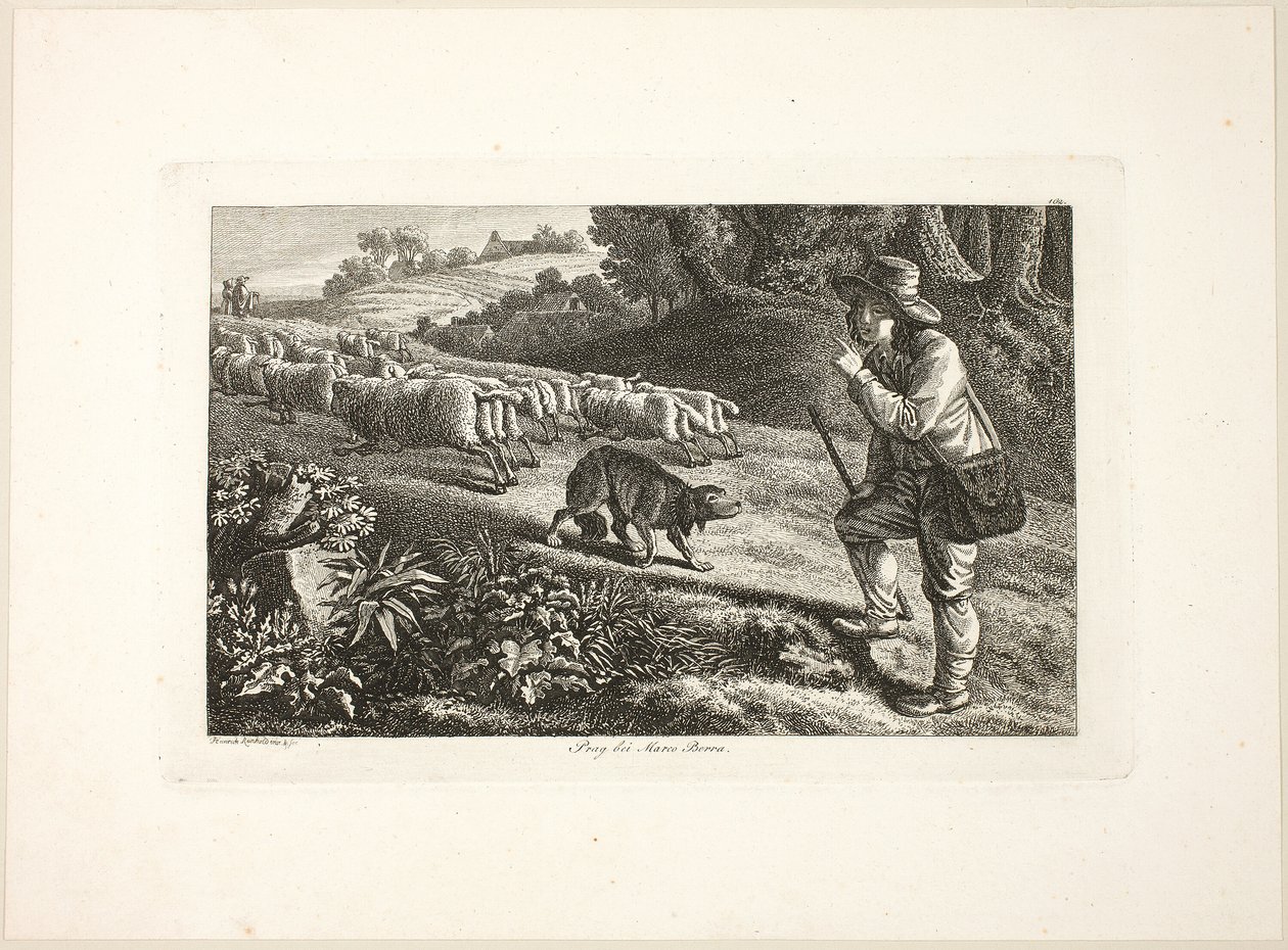 Arcadian Shepherd Boy og hans flok får af Heinrich Reinhold