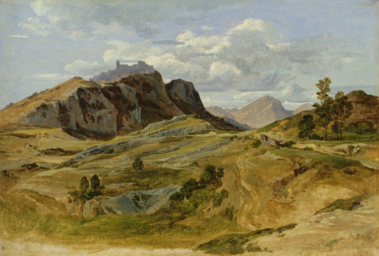 Landskab ved Civitella, 1822 (olie på papir på pap) af Heinrich Reinhold
