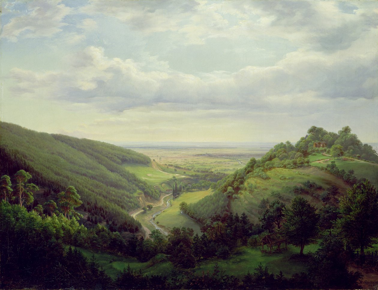Udsigt fra Heilenberg Slot ved Jugenheim ved Rhinen, 1846 af Heinrich Schilbach