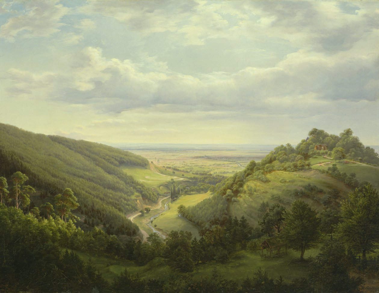 Udsigt over det hellige bjerg og bjergpasset, 1846 af Heinrich Schilbach