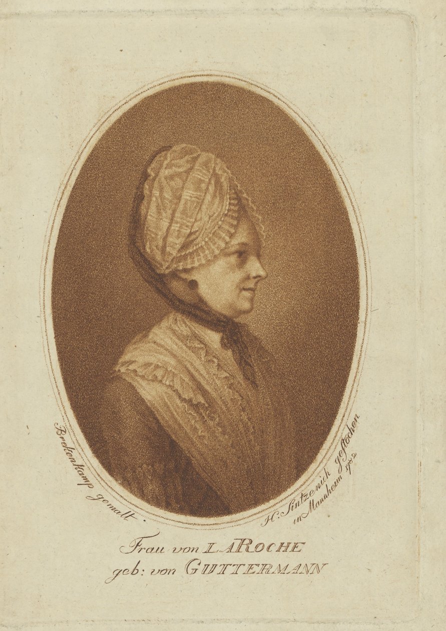 Sophie von La Roche, født Gutermann von Gutershofen 1730-1807, 1782. af Heinrich Sintzenich