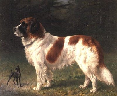 En Sankt Bernard og en Dværgpinscher af Heinrich Sperling