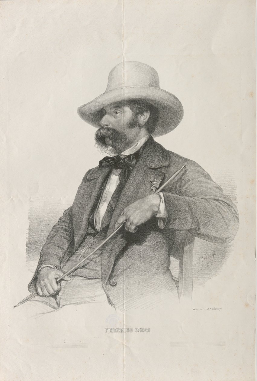 Portræt af komponisten Federico Ricci 1809-1877, 1853. af Heinrich Stohl