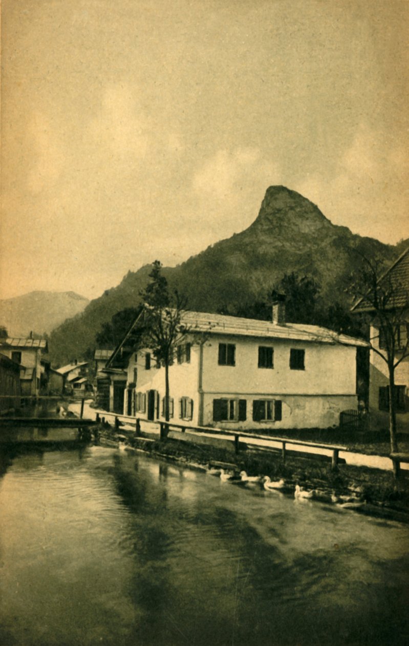 Møllestrømmen ved Oberammergau, Bayern, Tyskland c1922. af Heinrich Uhlschmid