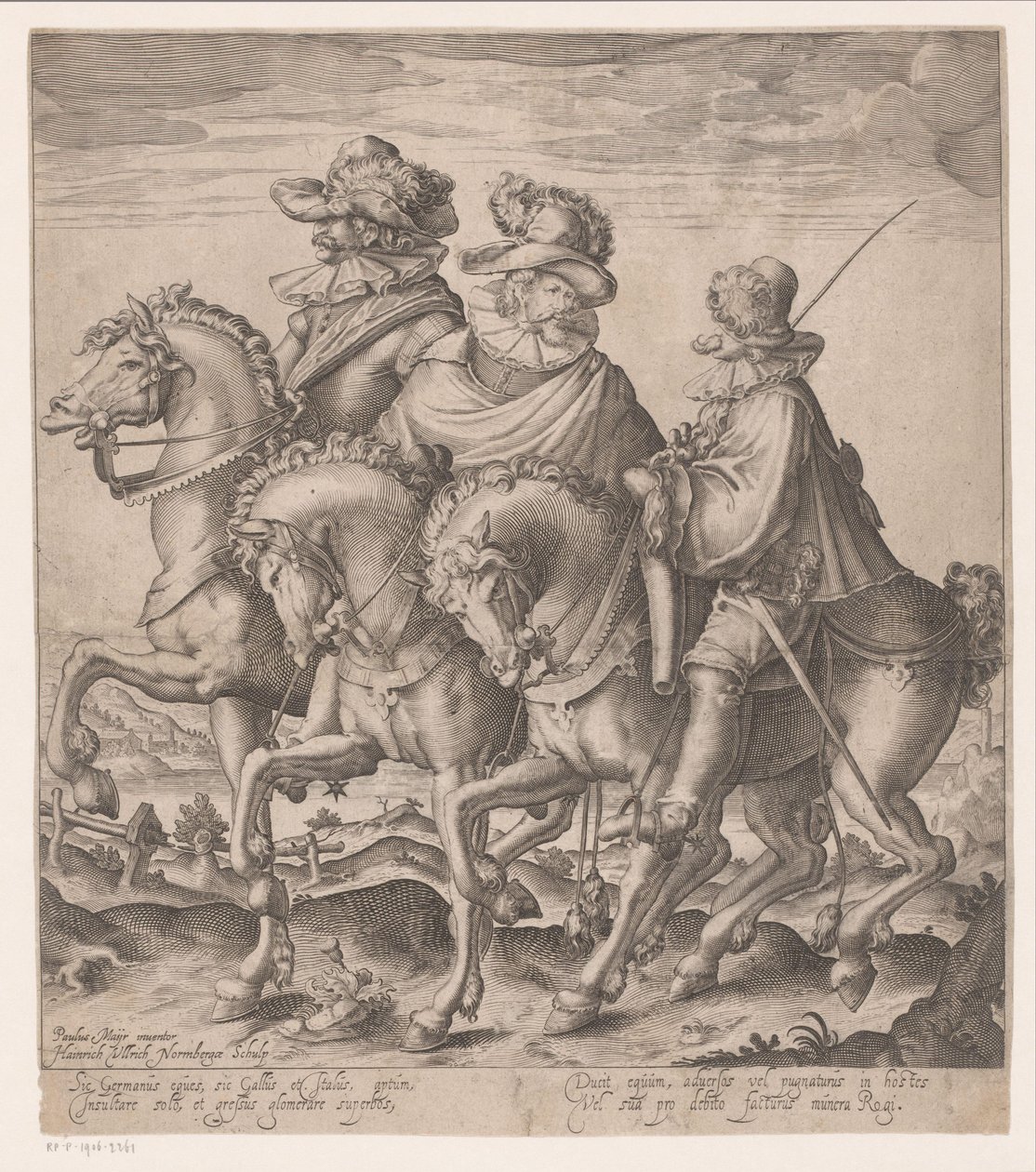 Tysk, fransk og italiensk mand til hest af Heinrich Ulrich