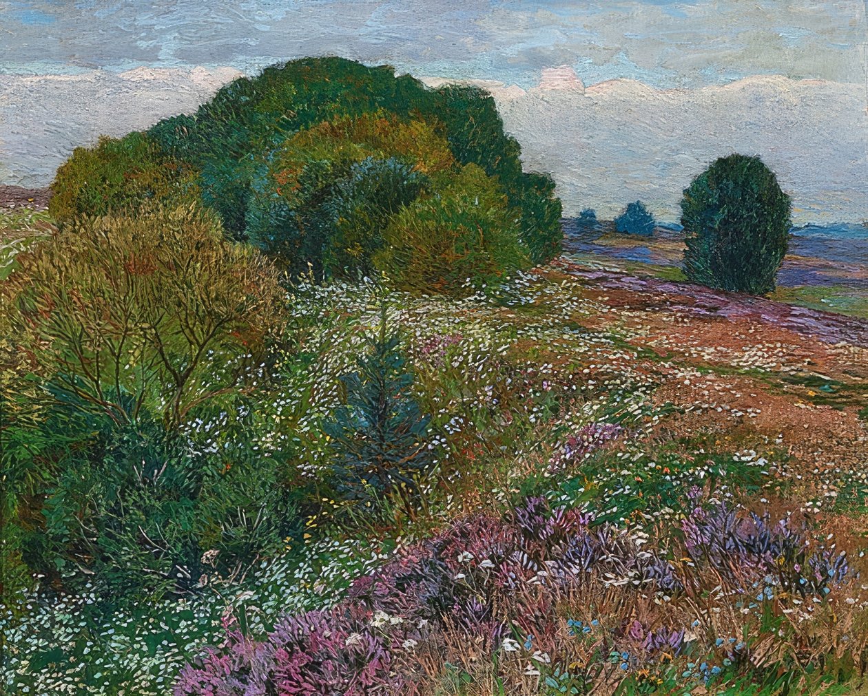 I kanten af ​​lyngen (Heidelandschaft I). 1909 af Heinrich Vogeler