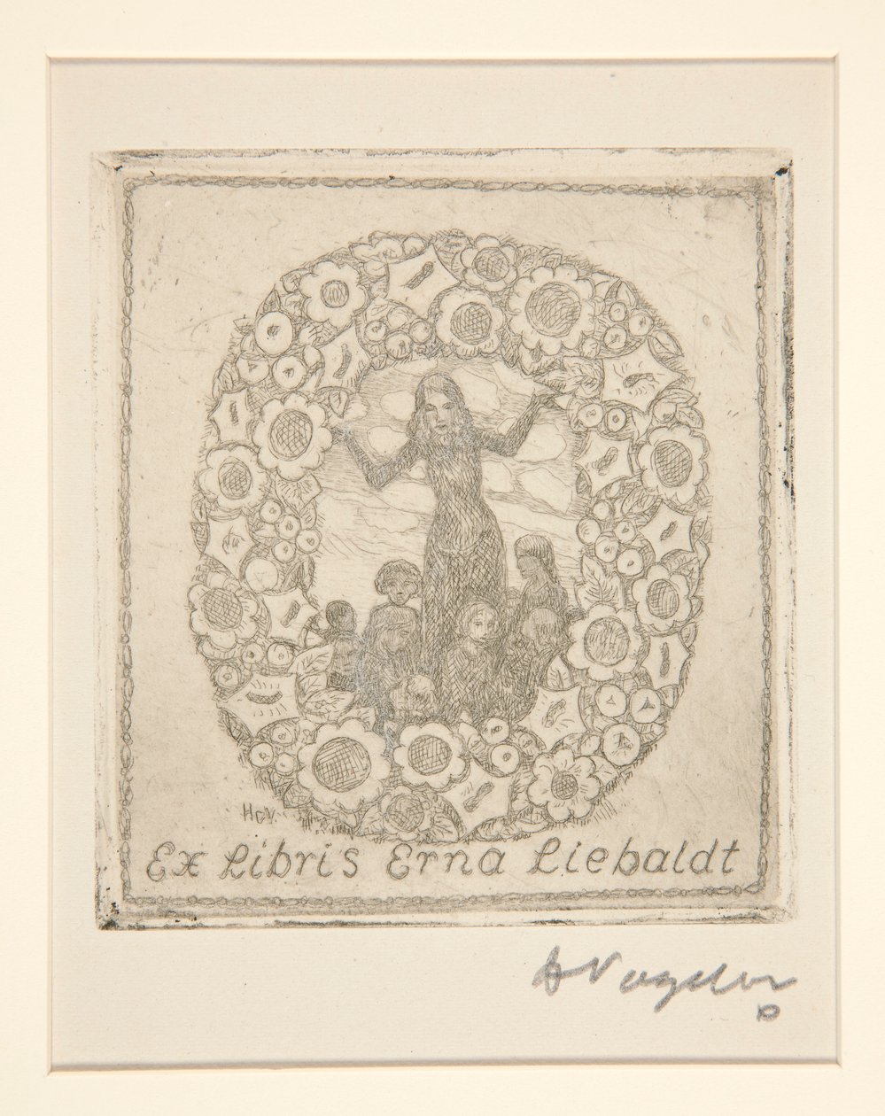 Bogplade: Ex Libris Erna Liebaldt af Heinrich Vogeler
