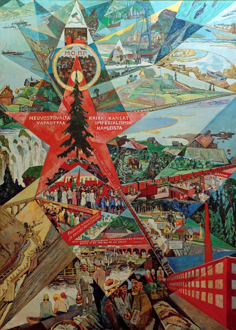 Karelen og Murmansk agitationspanel, 1926. af Heinrich Vogeler