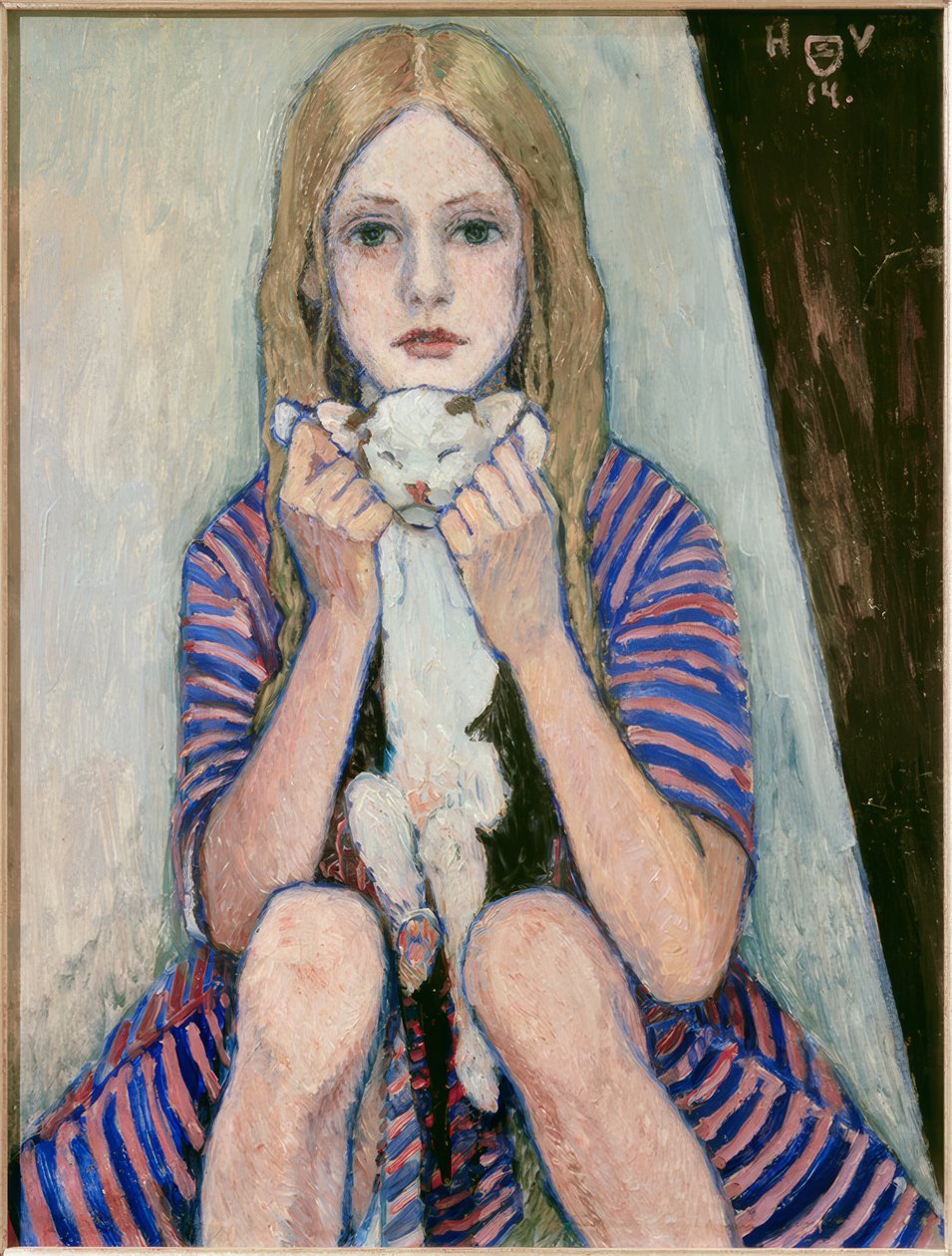 Barn med kat af Heinrich Vogeler
