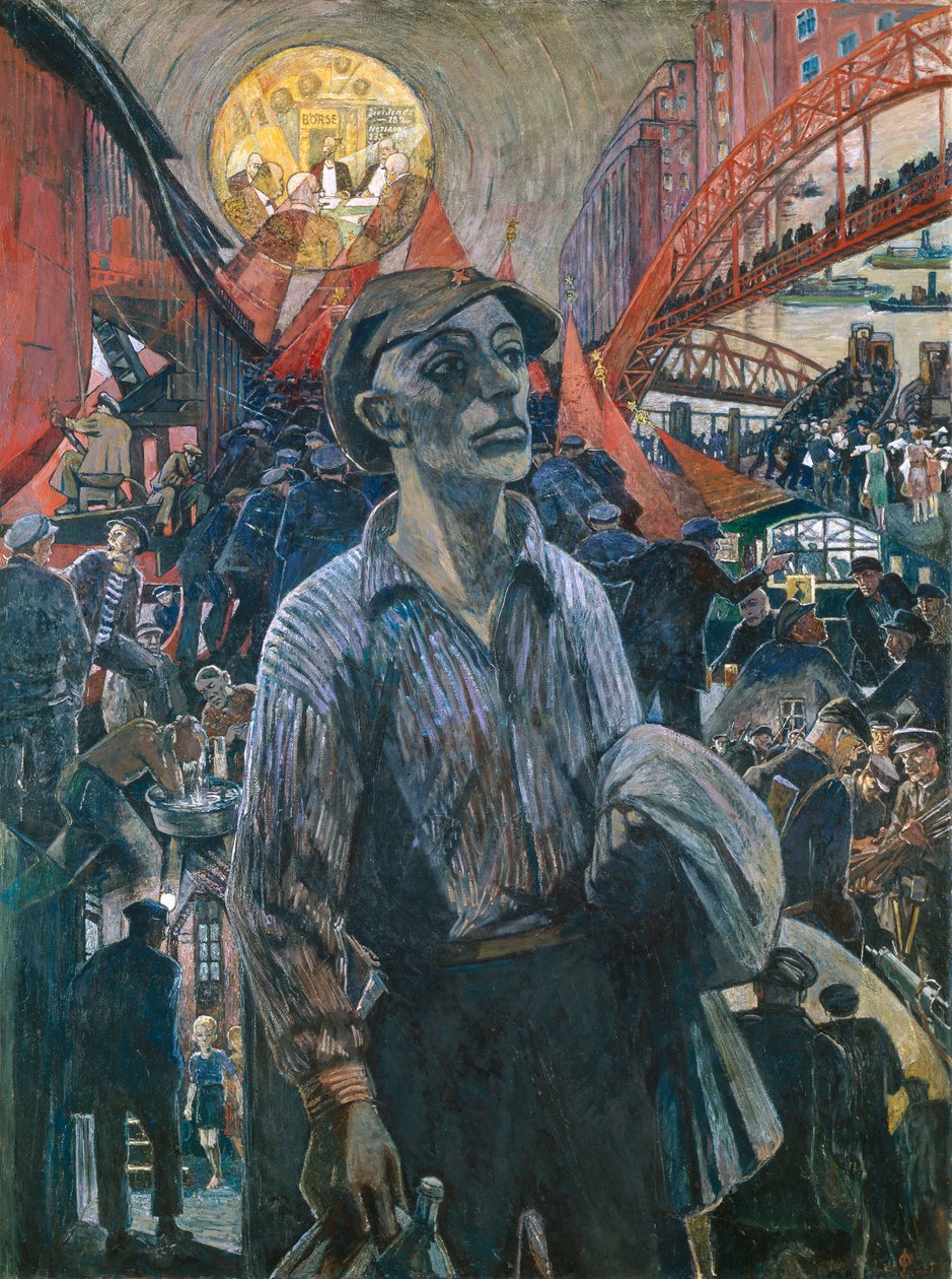 Arbejder på et Hamborg skibsværft Hamburg Comrade, 1928. af Heinrich Vogeler