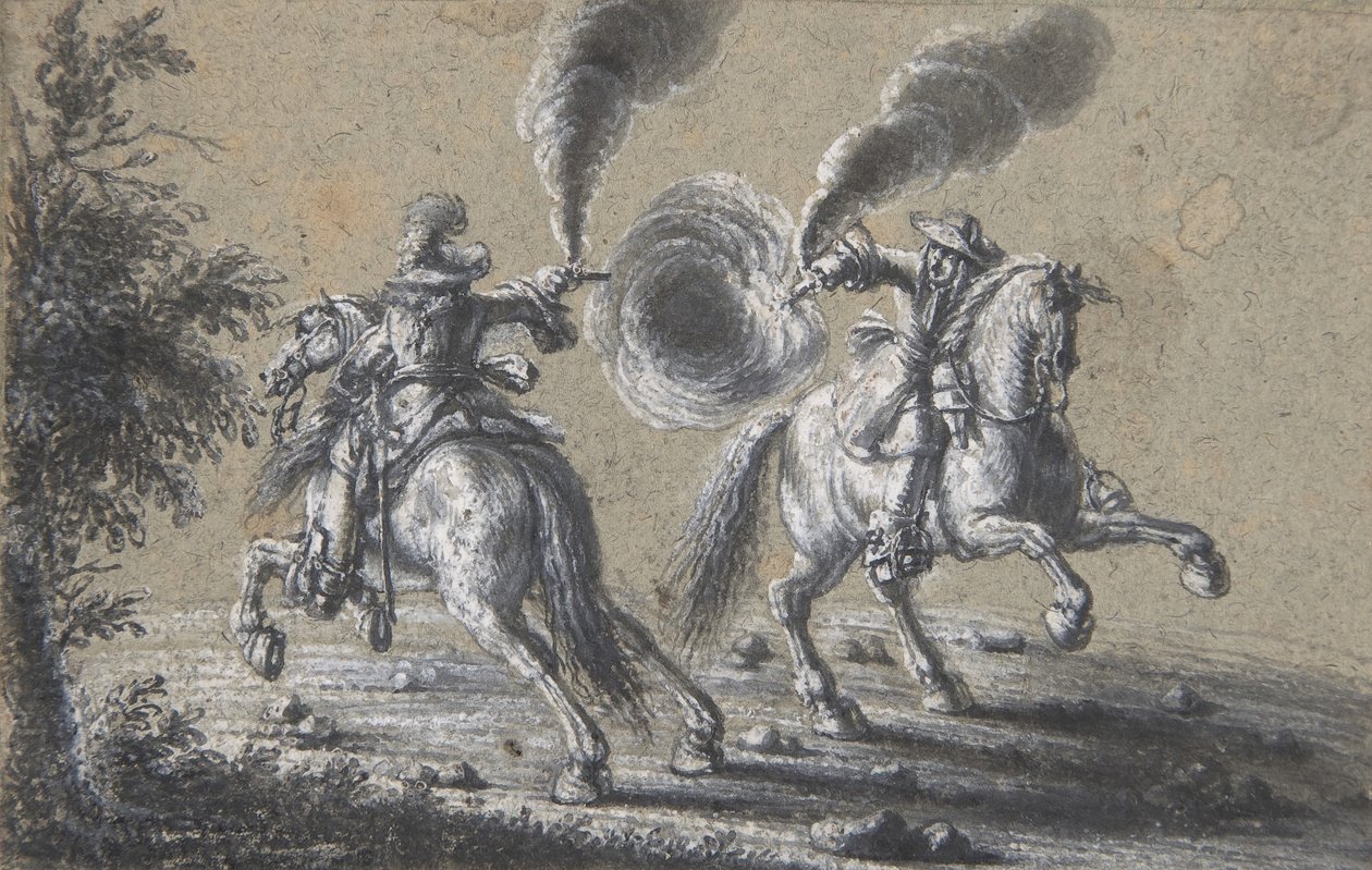 To ryttere skyder på hinanden, 1600-1677. af Heinrich Werdmuller