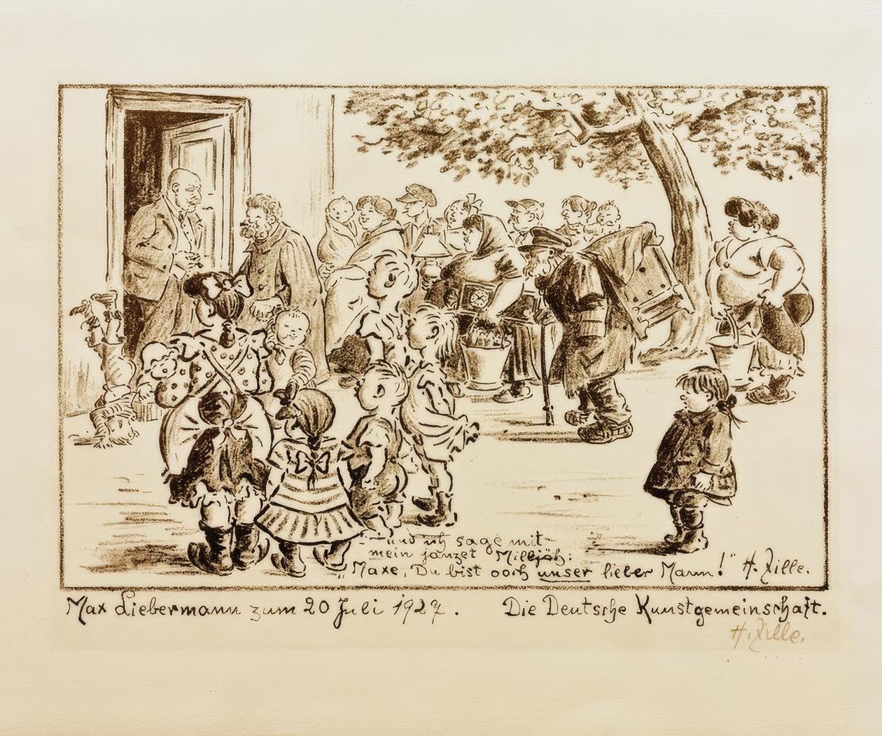 Fødselsdagsark til Liebermann / H.Zilles 80 års fødselsdag af Heinrich Zille