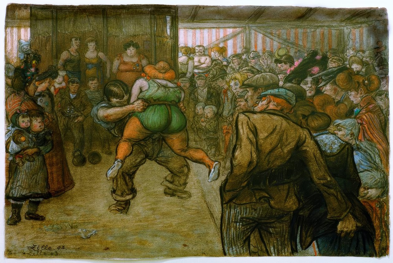 Brydekamp i udstillingsstanden af Heinrich Zille