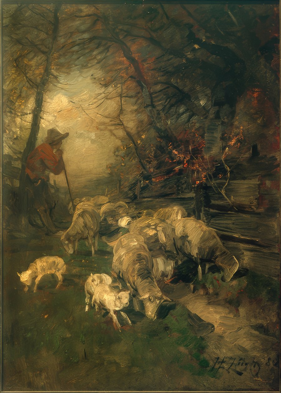 Hyrde med får af Heinrich von Zügel
