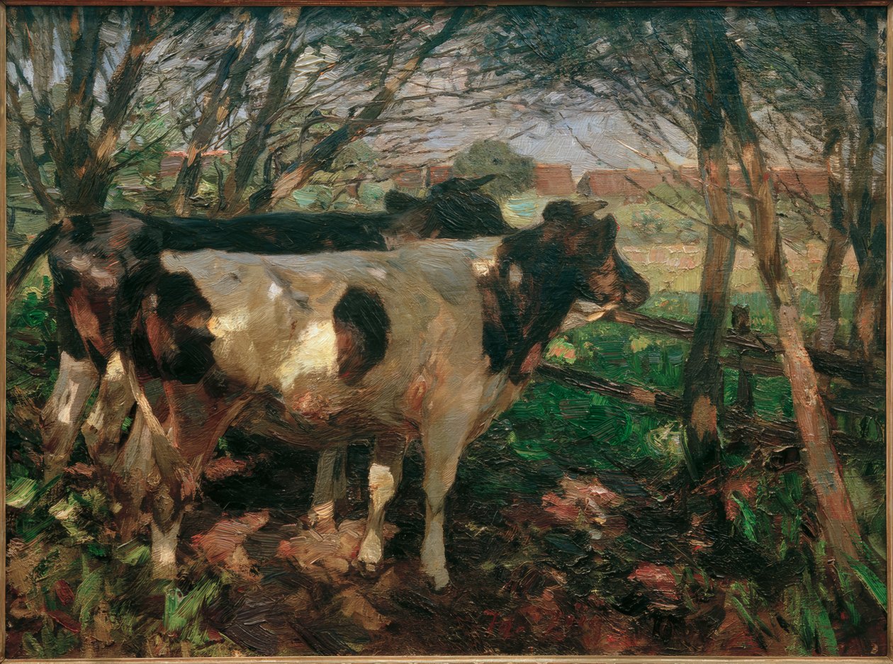 To køer på hegnet af Heinrich von Zügel