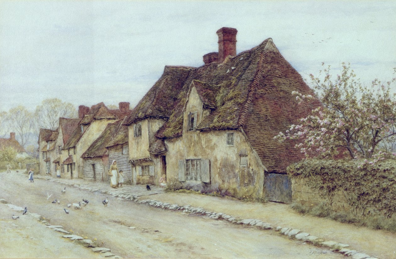 A Village Street, Kent af Helen Allingham